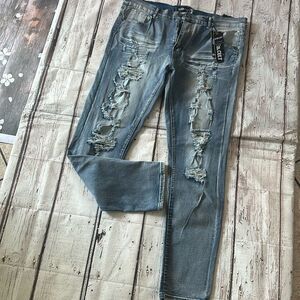 Men’s Blue Distress Denim Jeans